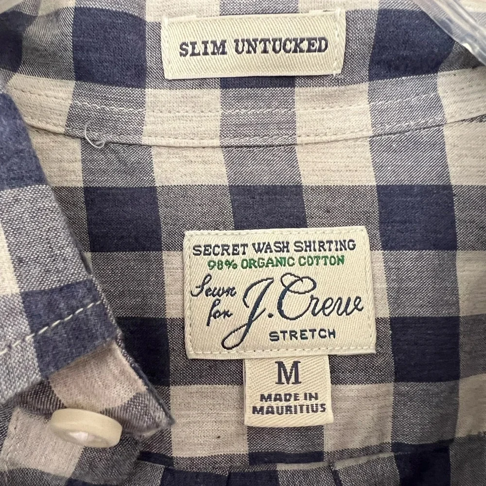 J. Crew Navy and White Plaid Button Down Shirt